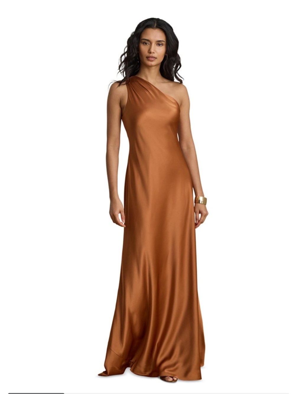 Ralph Lauren Women's Satin Charmeuse One Shoulder Gown Size 12 NWT
